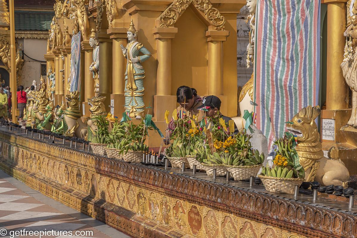 Flower offerings at a shrine