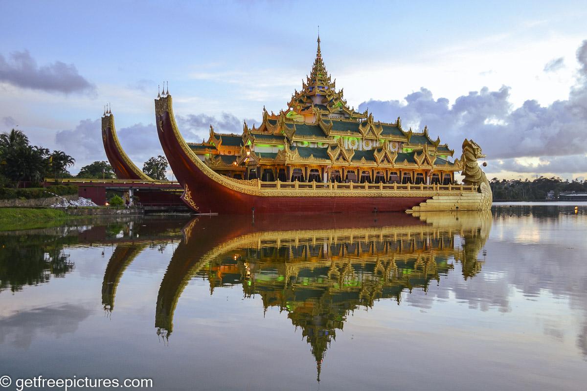 The Karaweik barge on Kandawgyi Lake, Yangon